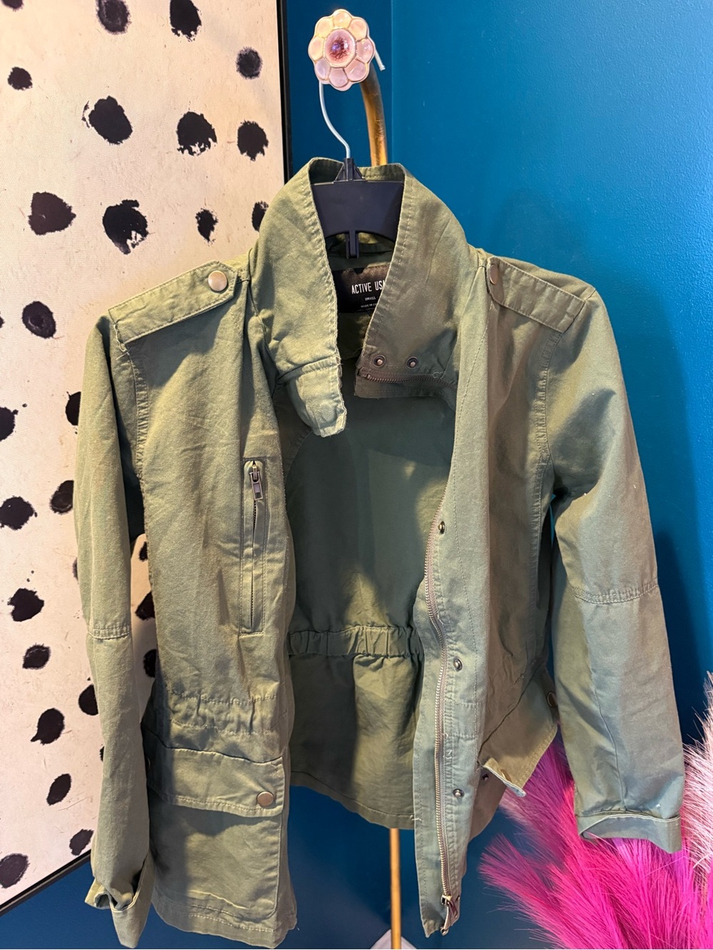 Active USA Olive Utility Jacket with Snap Epaulets
